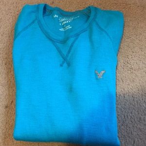 American eagle blue waffle shirt